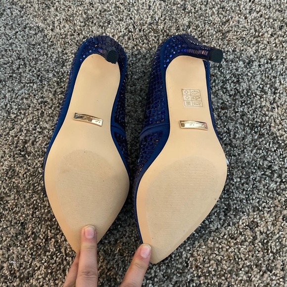 Lauren Lorraine Dazzle Navy Pointed Toe 4" Heel Slip-On Classic - Size 6.5 - Picture 7 of 9